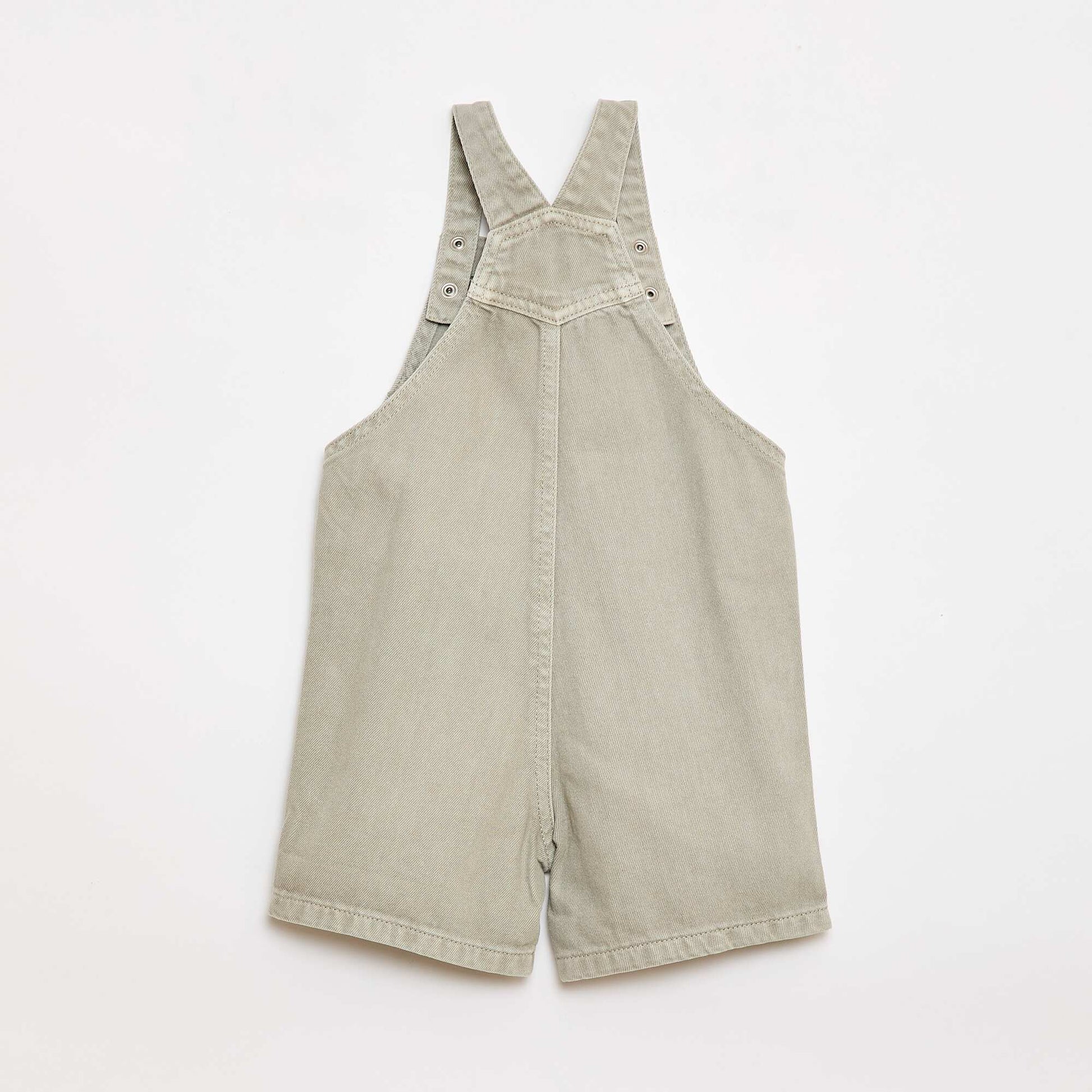 Salopette courte denim en coton unie GRIS