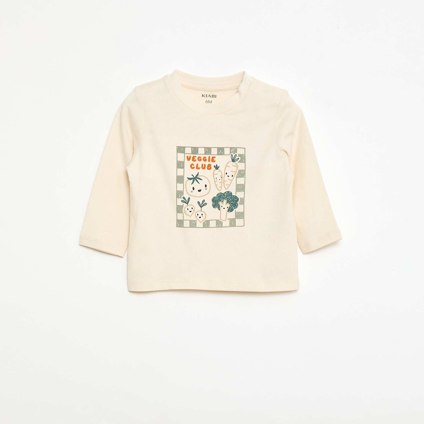 T-shirt manches longues avec imprimé et broderie BLANC