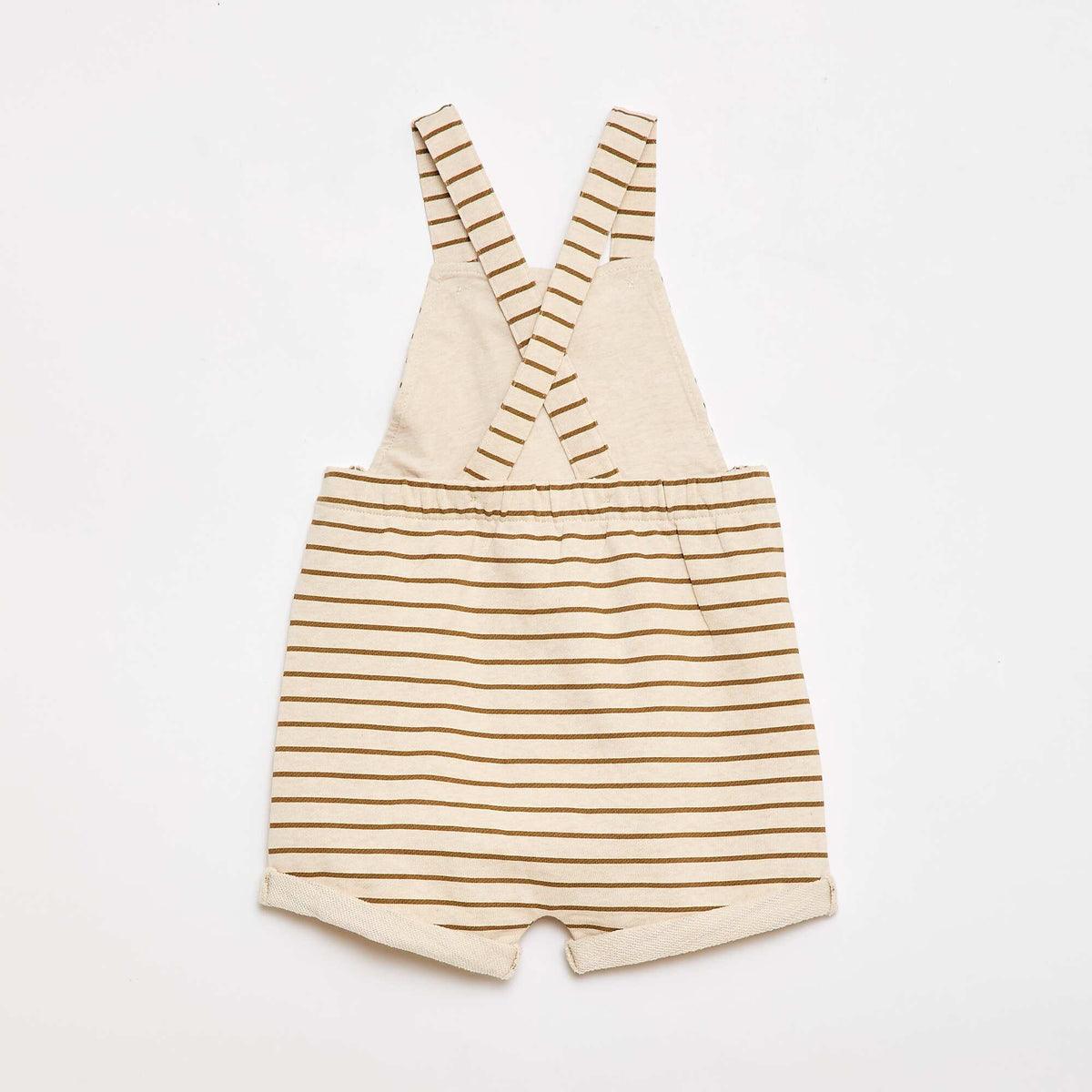 Salopette courte en molleton non gratté avec bretelles en coton BEIGE