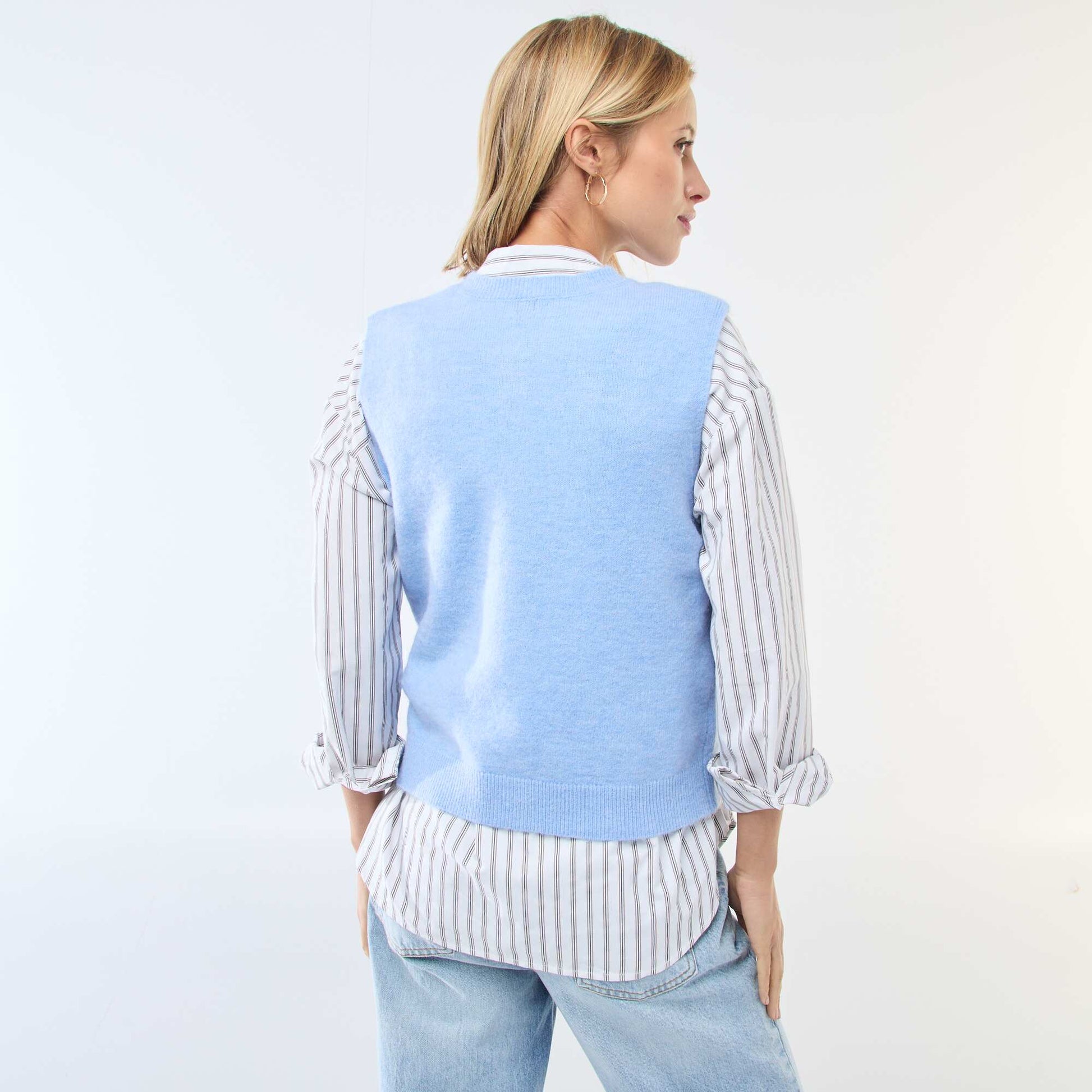 Gilet sans manches uni BLEU