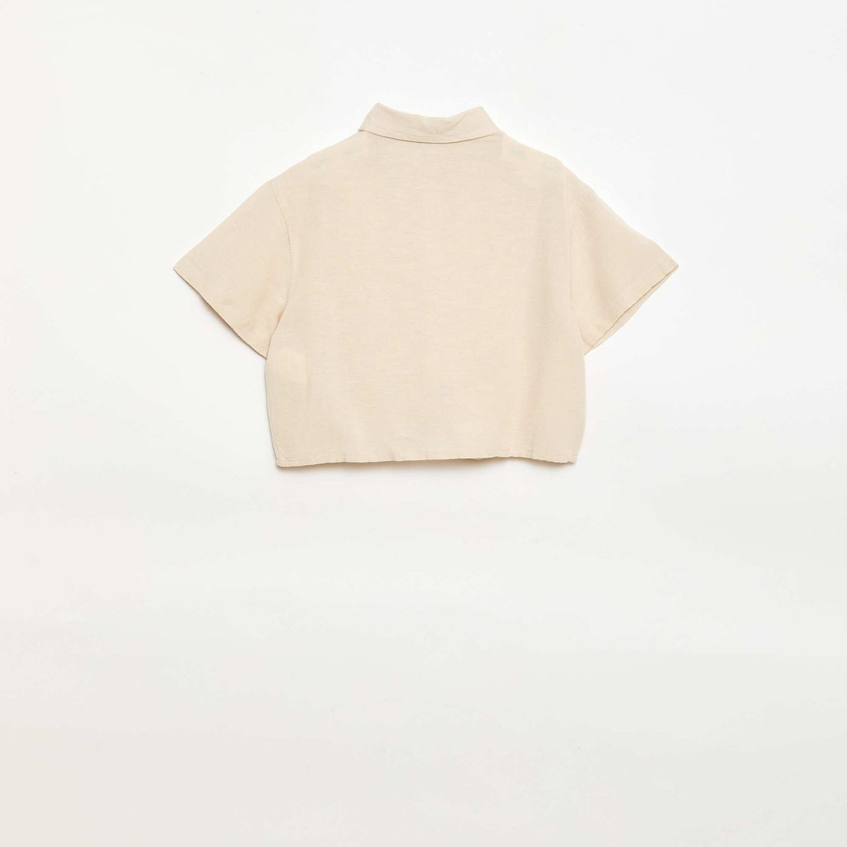 Chemise à manches courtes en lin mélangé BLANC