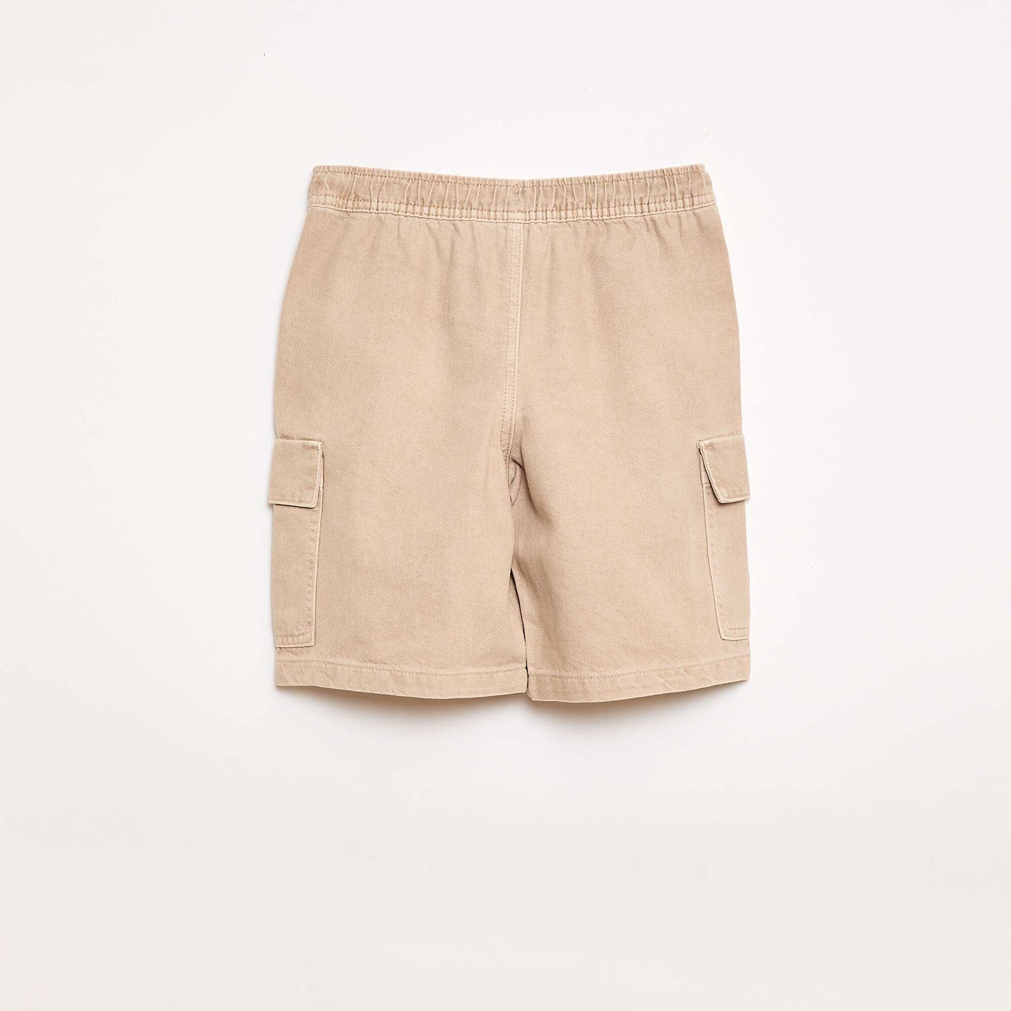 Short uni à cordon en coton BEIGE