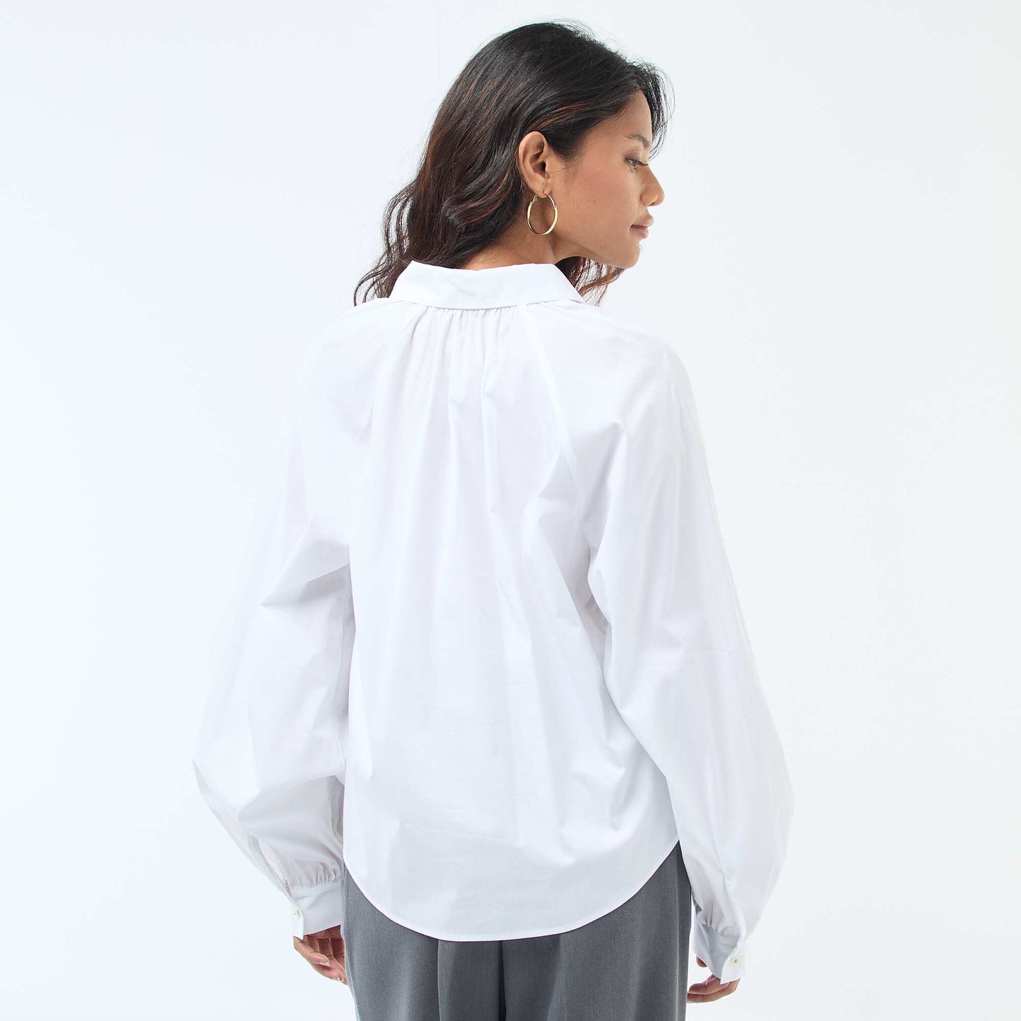 Chemise en popeline manches larges BLANC