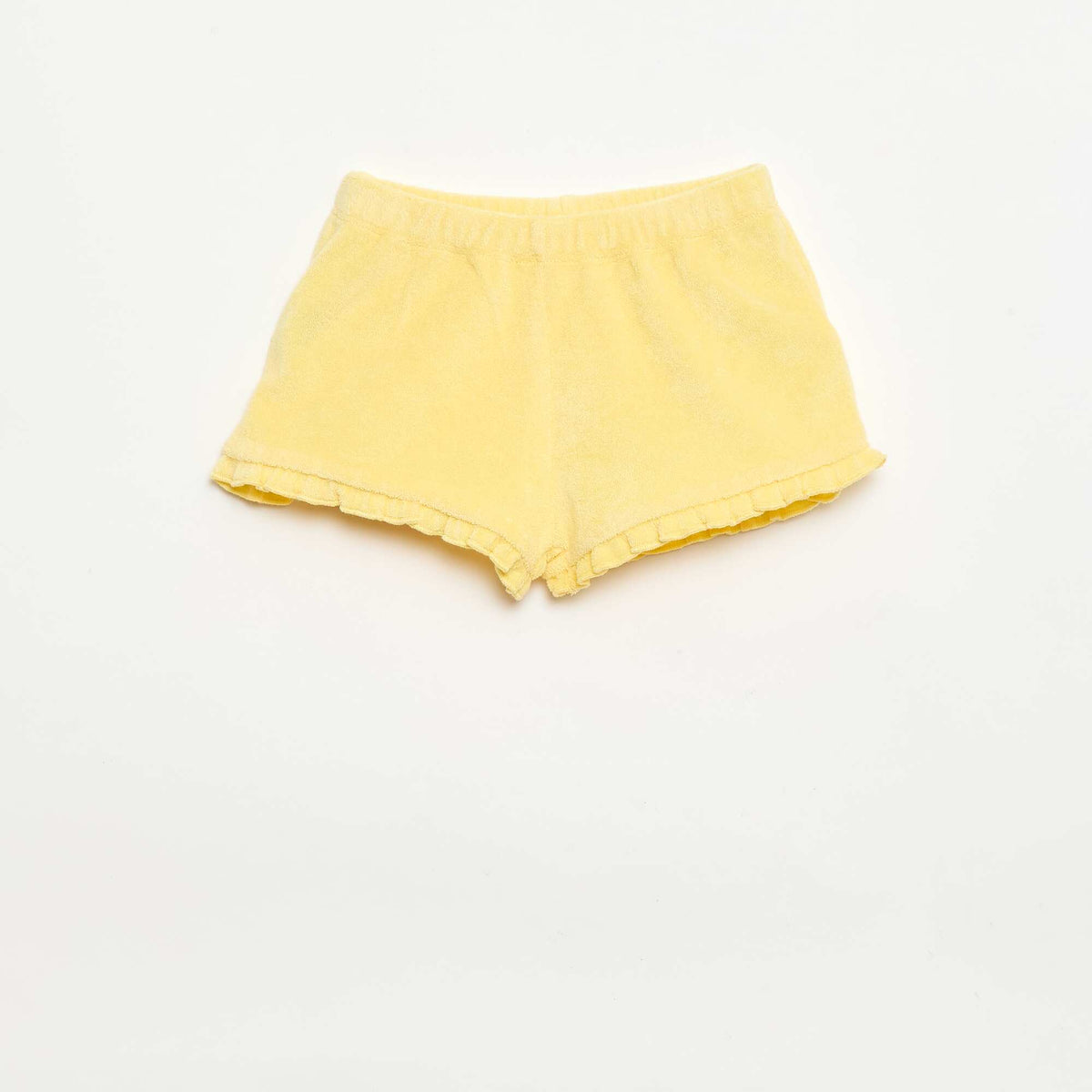 Lot de 2 shorts unis à volants en éponge JAUNE