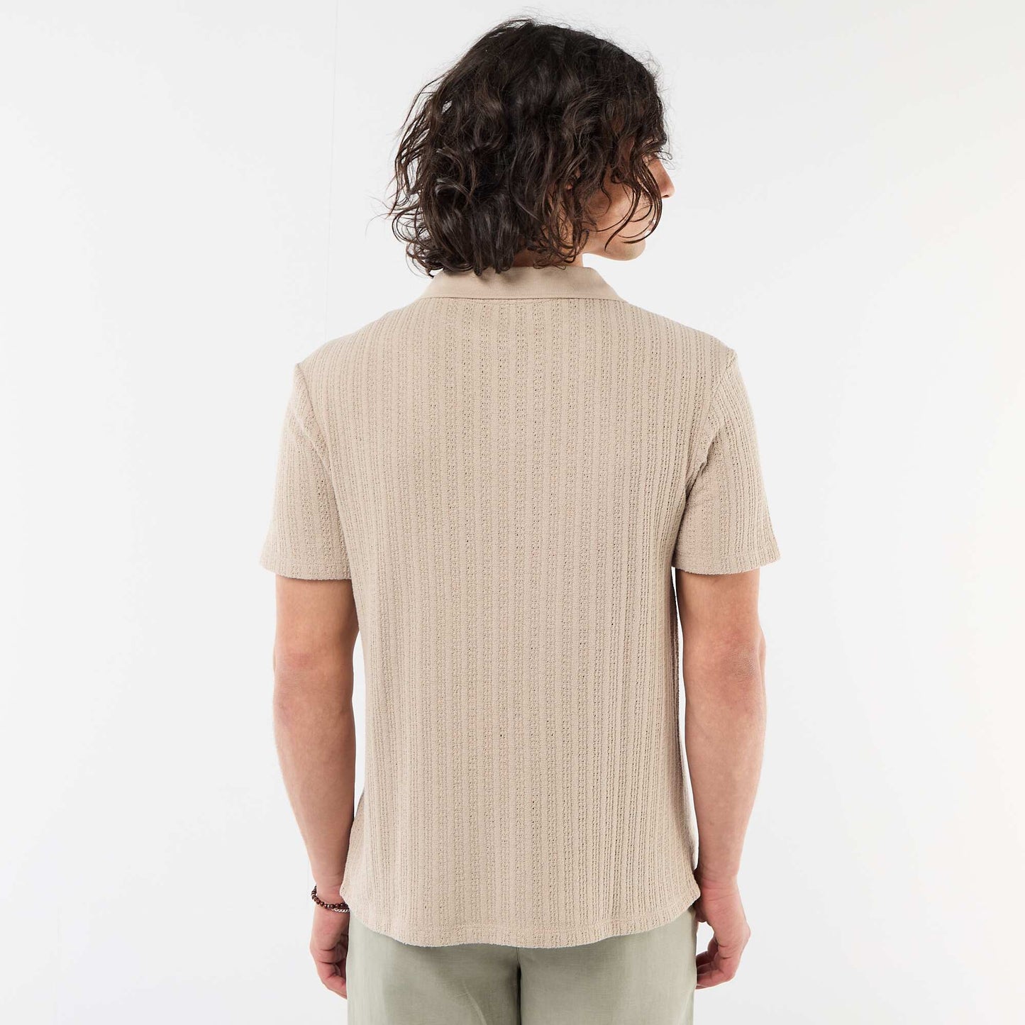 Polo en matière fantaisie ajourée BEIGE