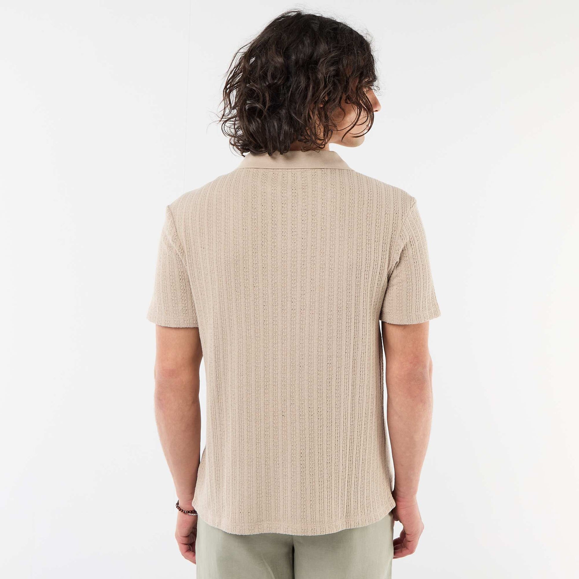 Polo en matière fantaisie ajourée BEIGE