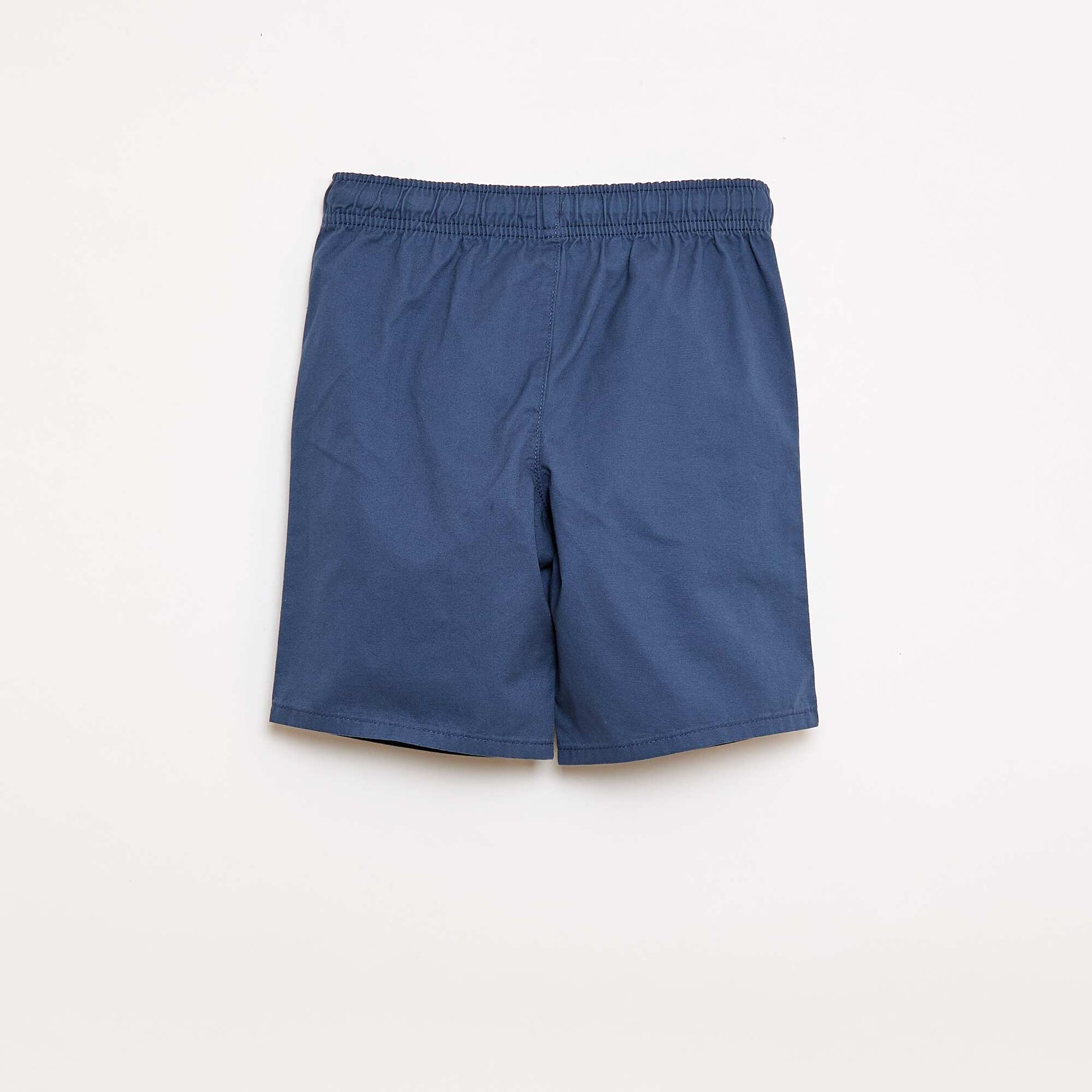 Bermuda chino uni avec liens de serrage BLEU