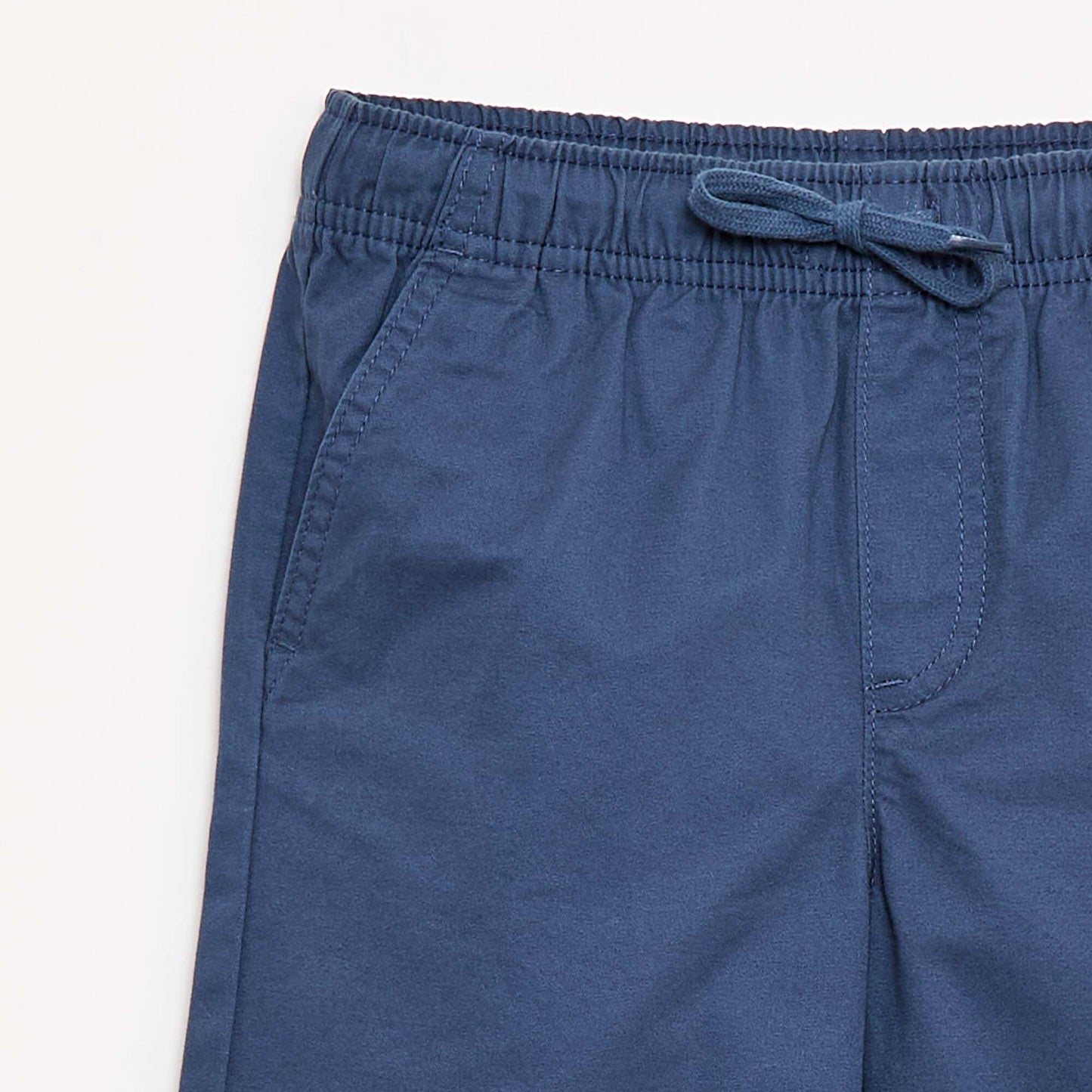 Bermuda chino uni avec liens de serrage BLEU