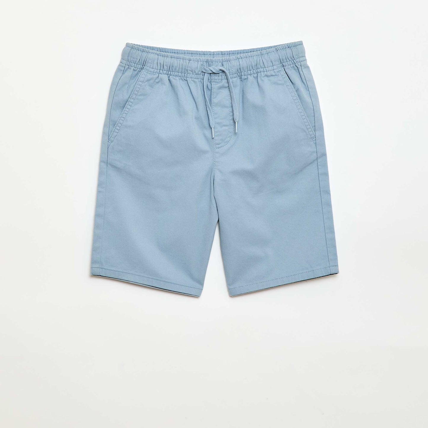 Bermuda chino uni avec liens de serrage BLEU