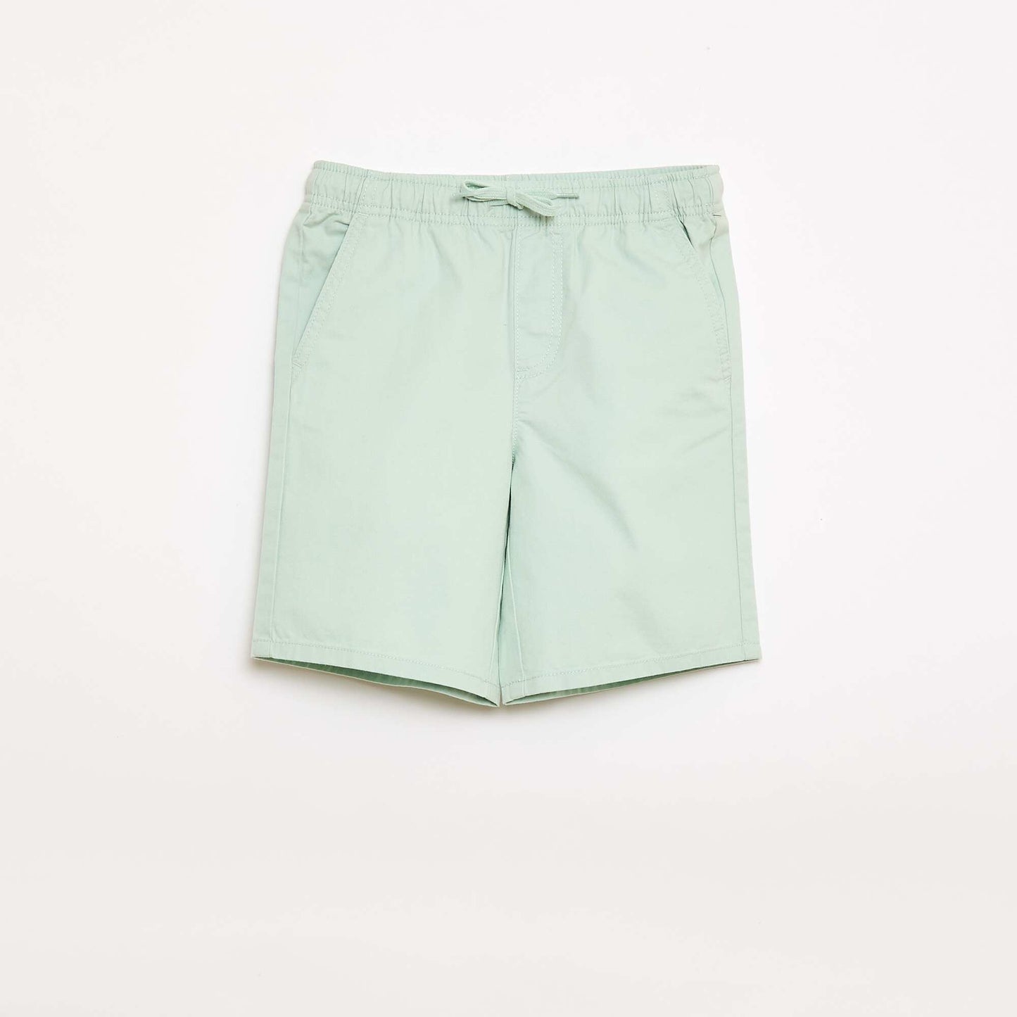 Bermuda chino uni avec liens de serrage BLEU