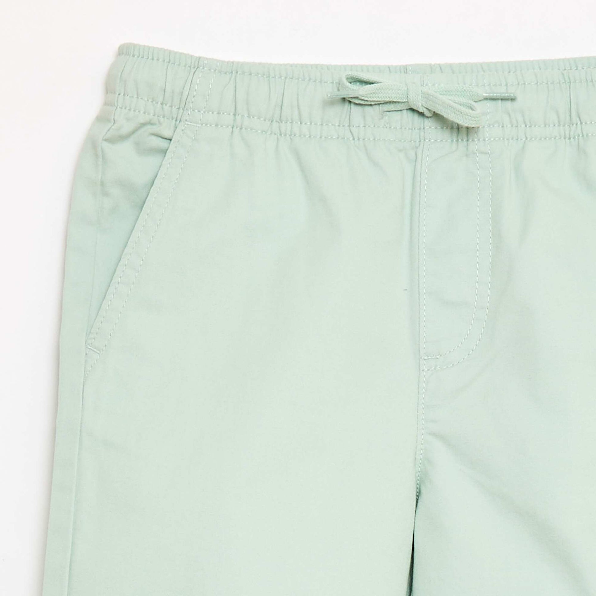 Bermuda chino uni avec liens de serrage BLEU