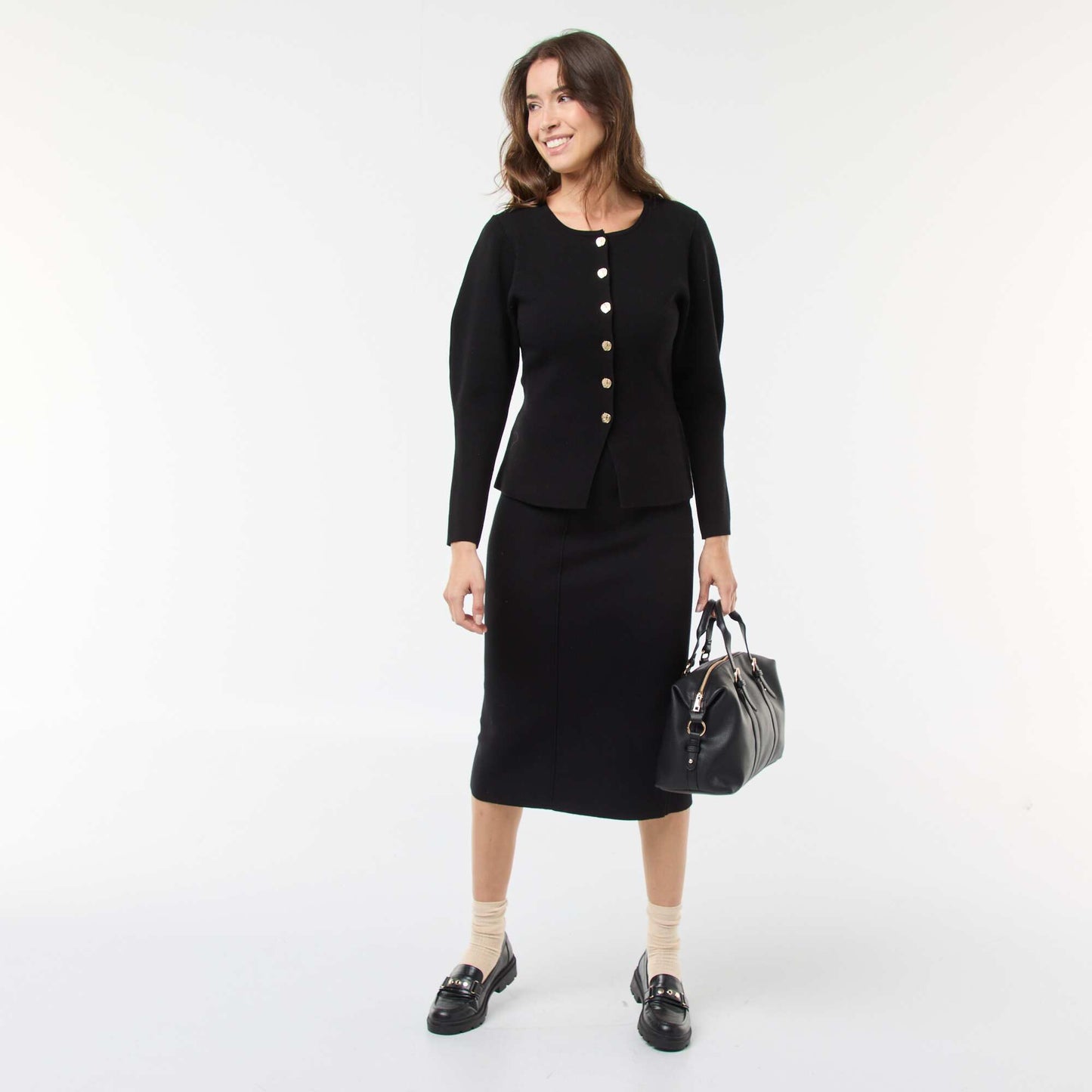 Jupe en maille ottoman unie NOIR
