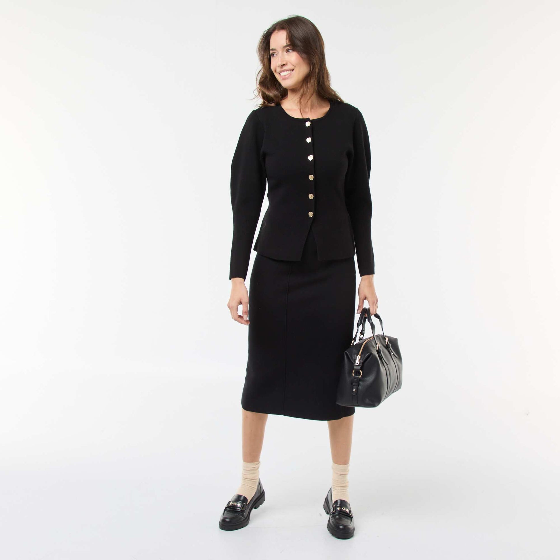 Jupe en maille ottoman unie NOIR