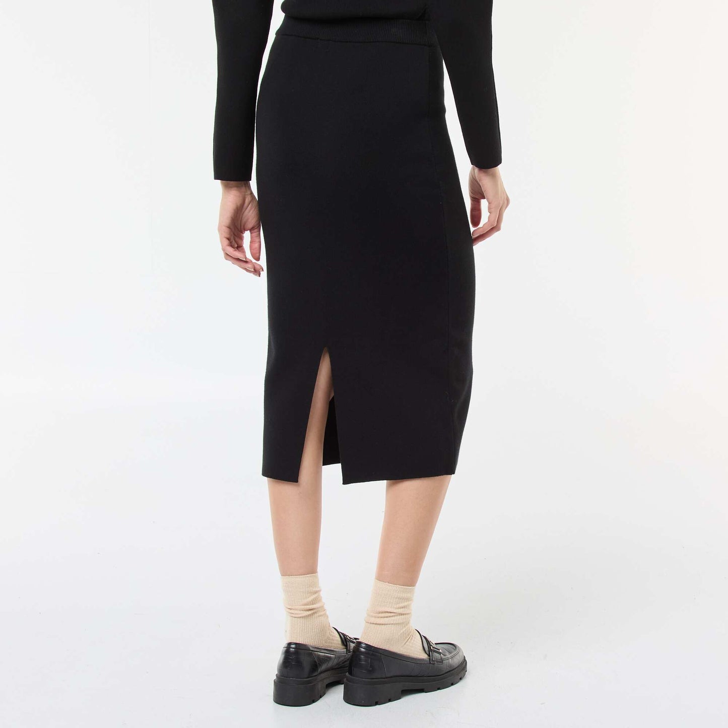 Jupe en maille ottoman unie NOIR