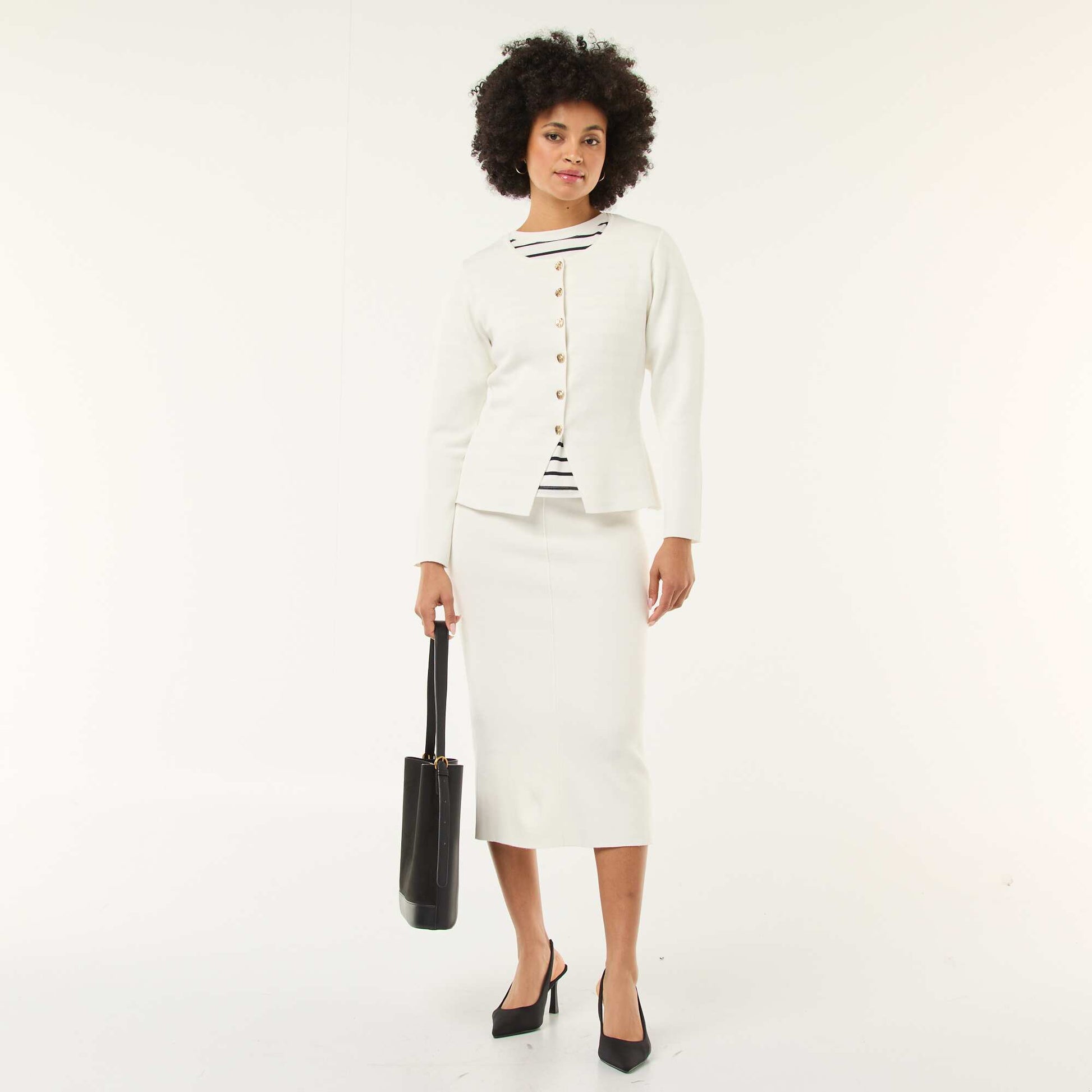 Jupe en maille ottoman unie BLANC