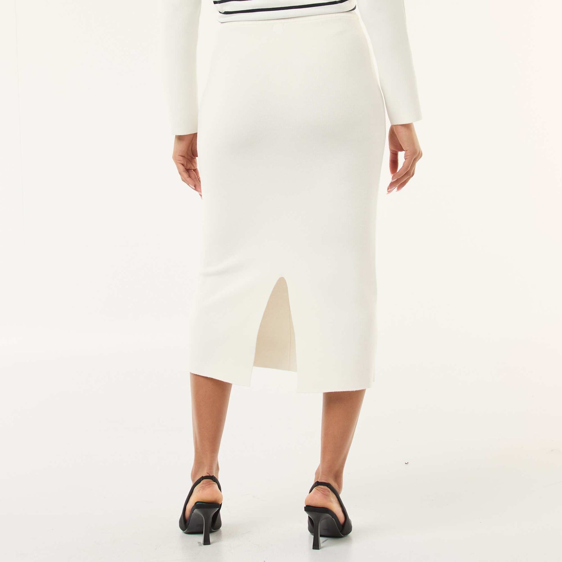 Jupe en maille ottoman unie BLANC