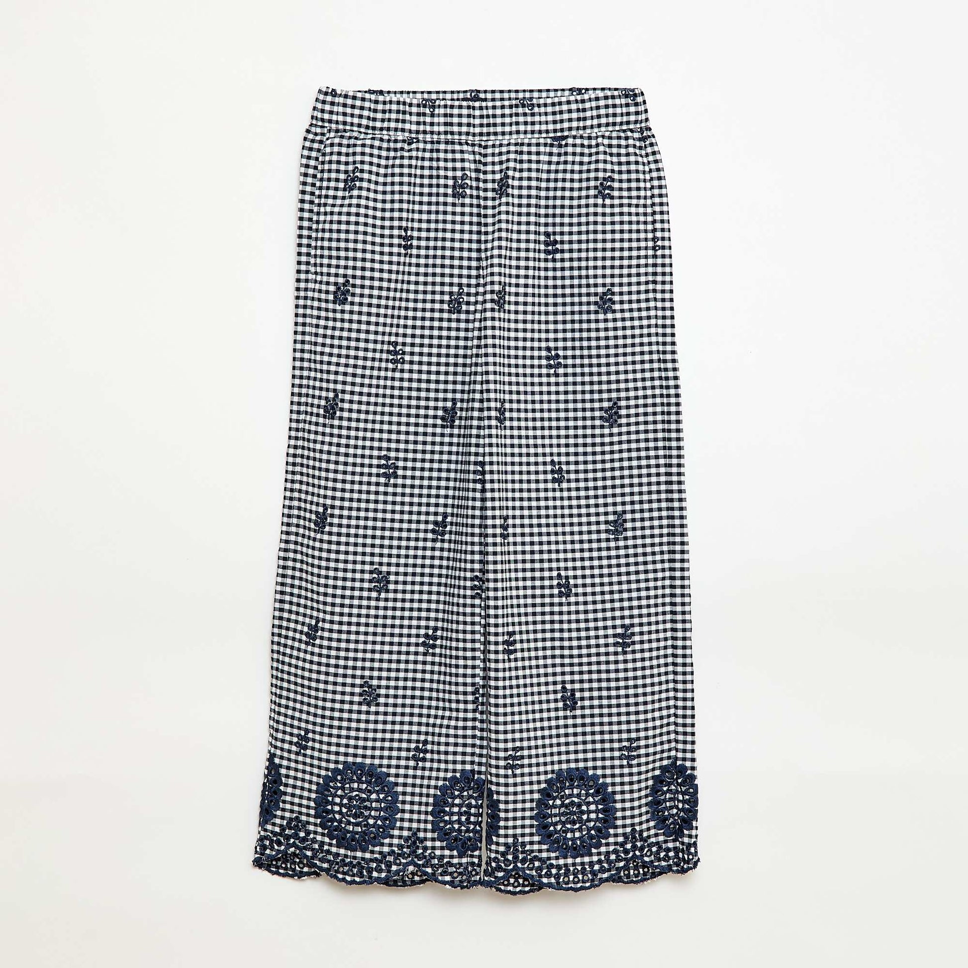 Pantalon vichy en coton BLEU MARINE