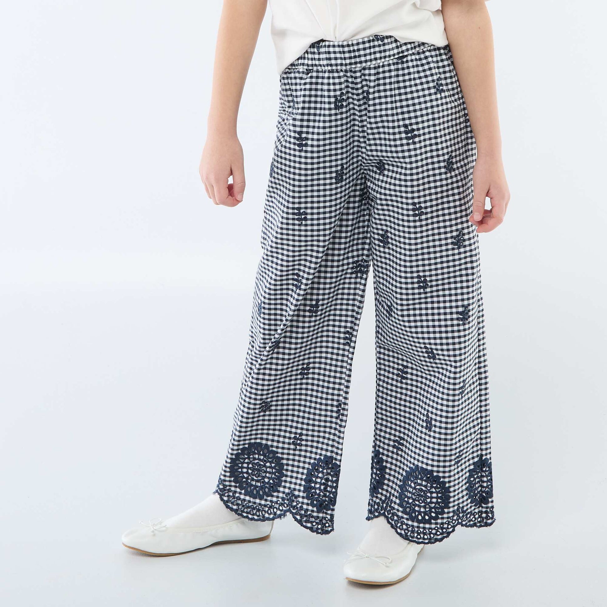 Pantalon vichy en coton BLEU MARINE
