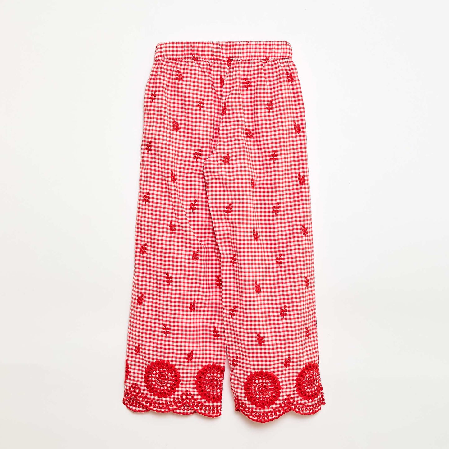 Pantalon vichy en coton ROUGE