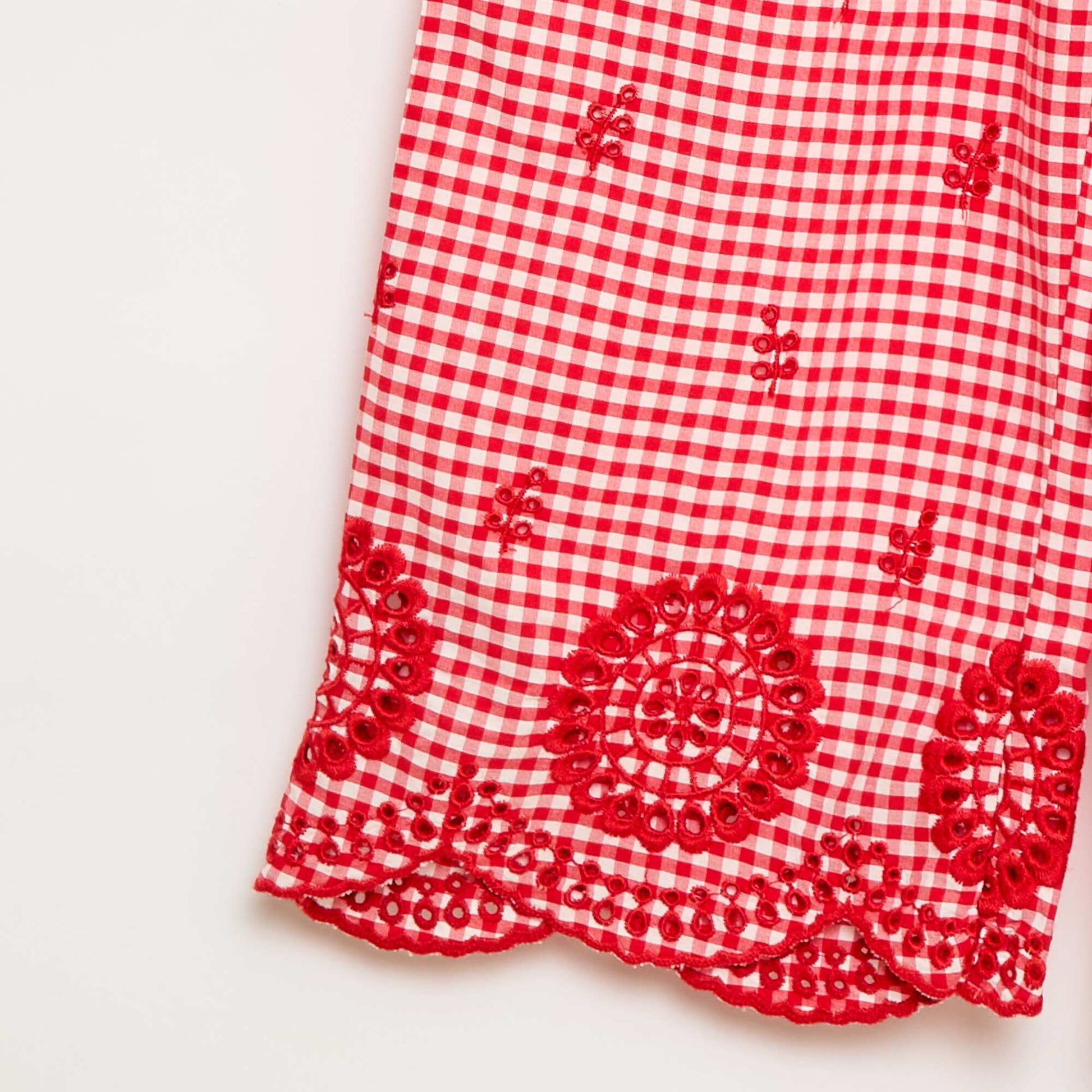 Pantalon vichy en coton ROUGE