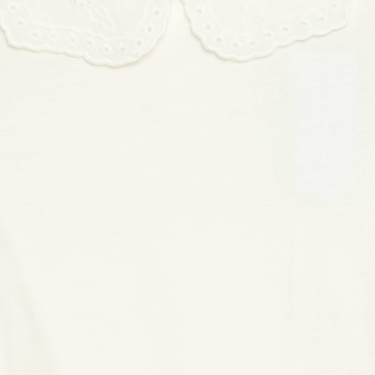 T-shirt en jersey avec col rond avec broderies anglaises BLANC
