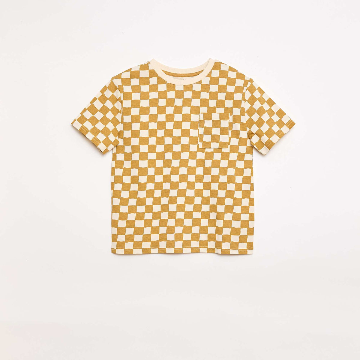 Ensemble t-shirt + short style damier - 2 pièces JAUNE
