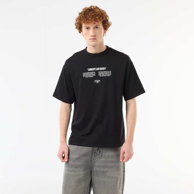 T-shirt imprimés devant et dos en coton uni NOIR