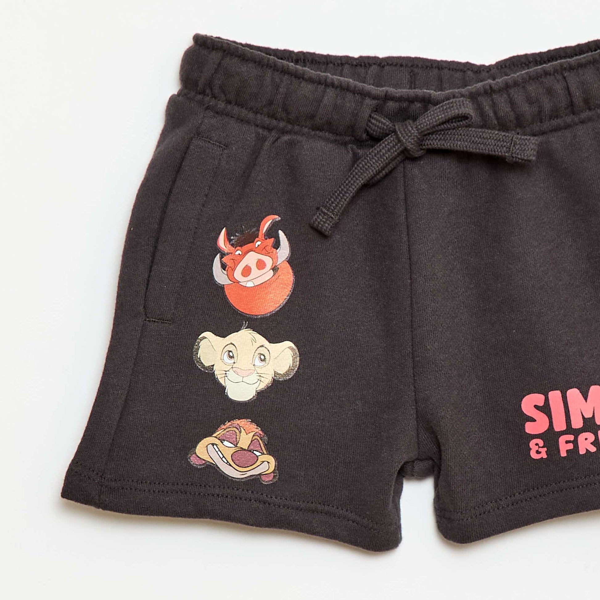 Short 'Simba' 'Disney' en molleton non gratté NOIR