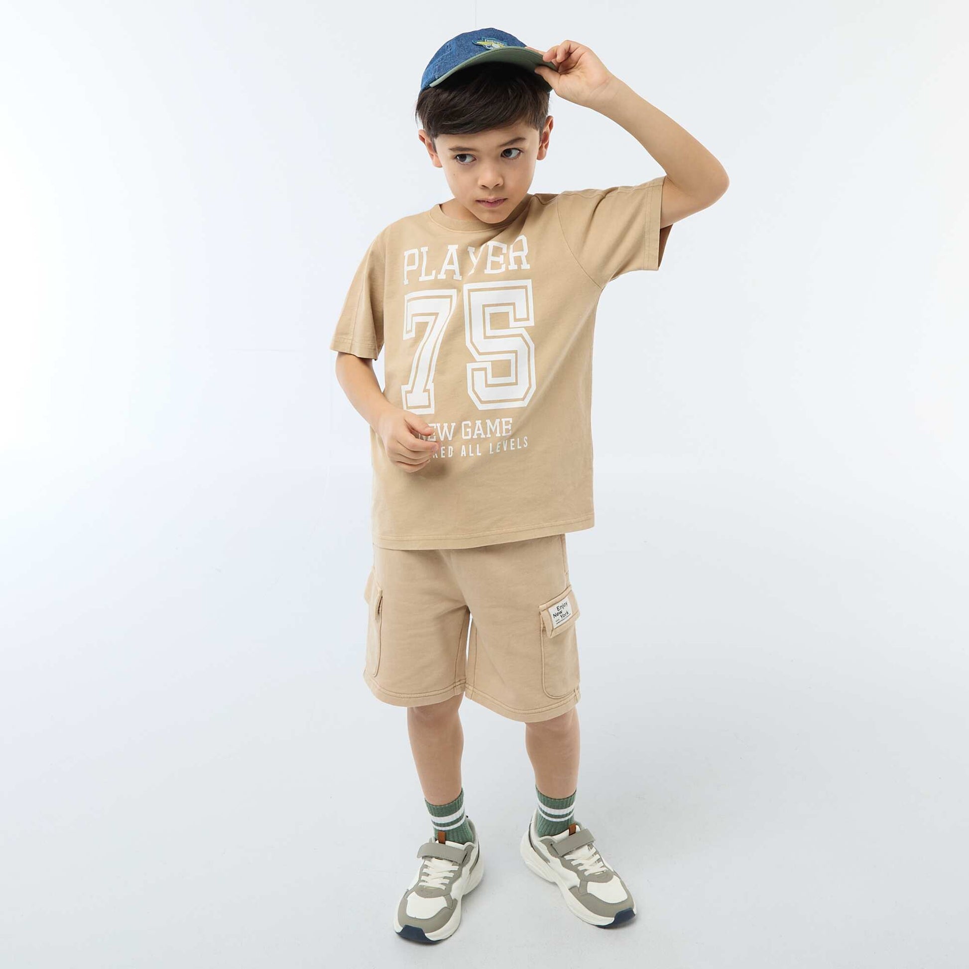 Short en molleton multipoche BEIGE