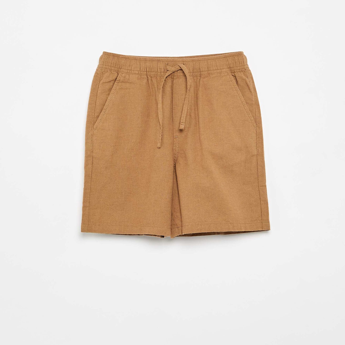 Short rayé léger en lin mélangé BEIGE