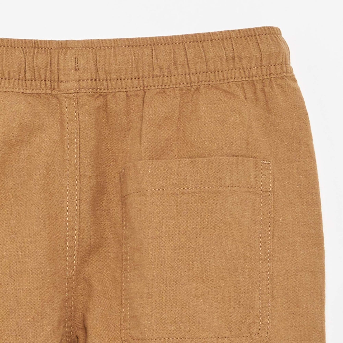 Short rayé léger en lin mélangé BEIGE
