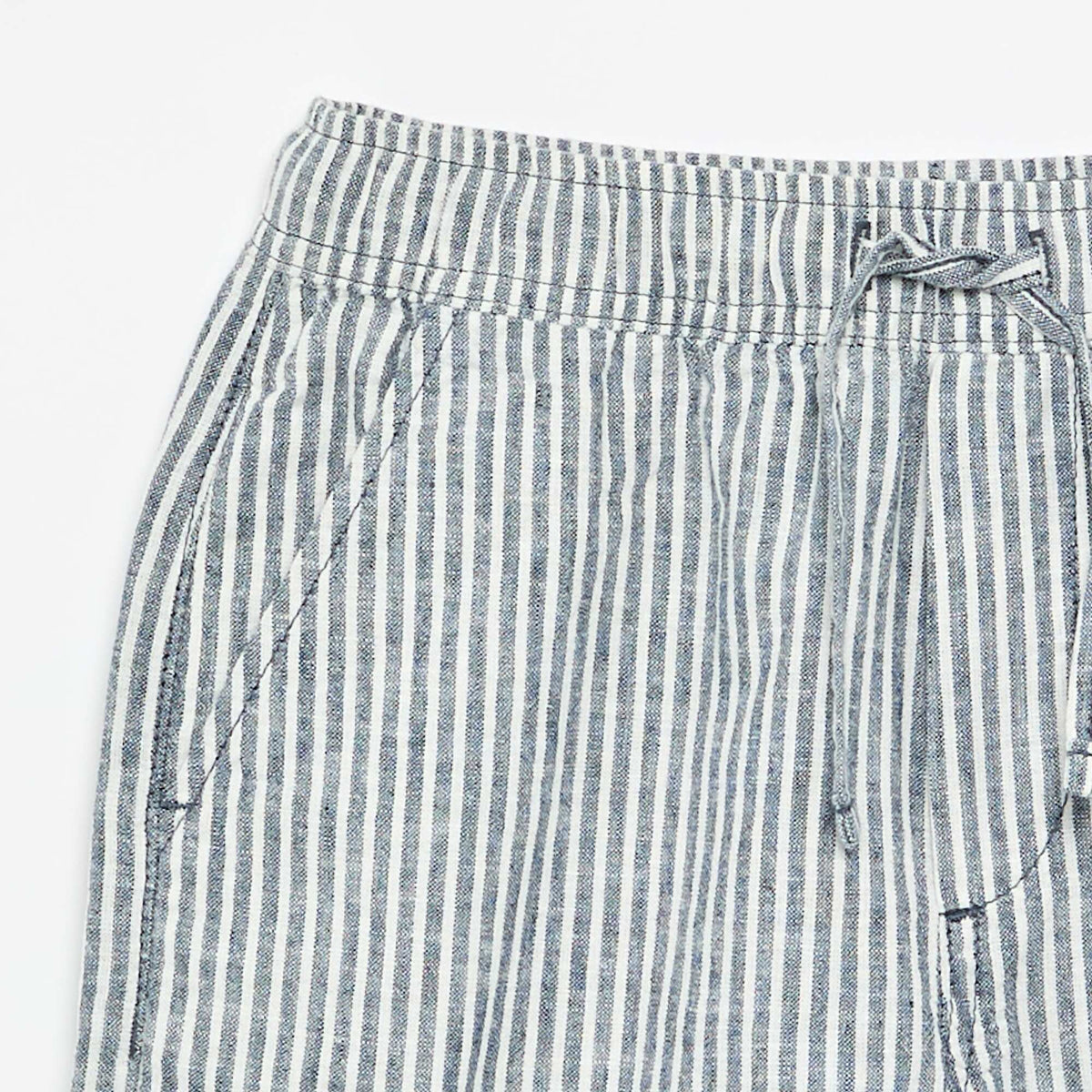 Short rayé léger en lin mélangé BLEU