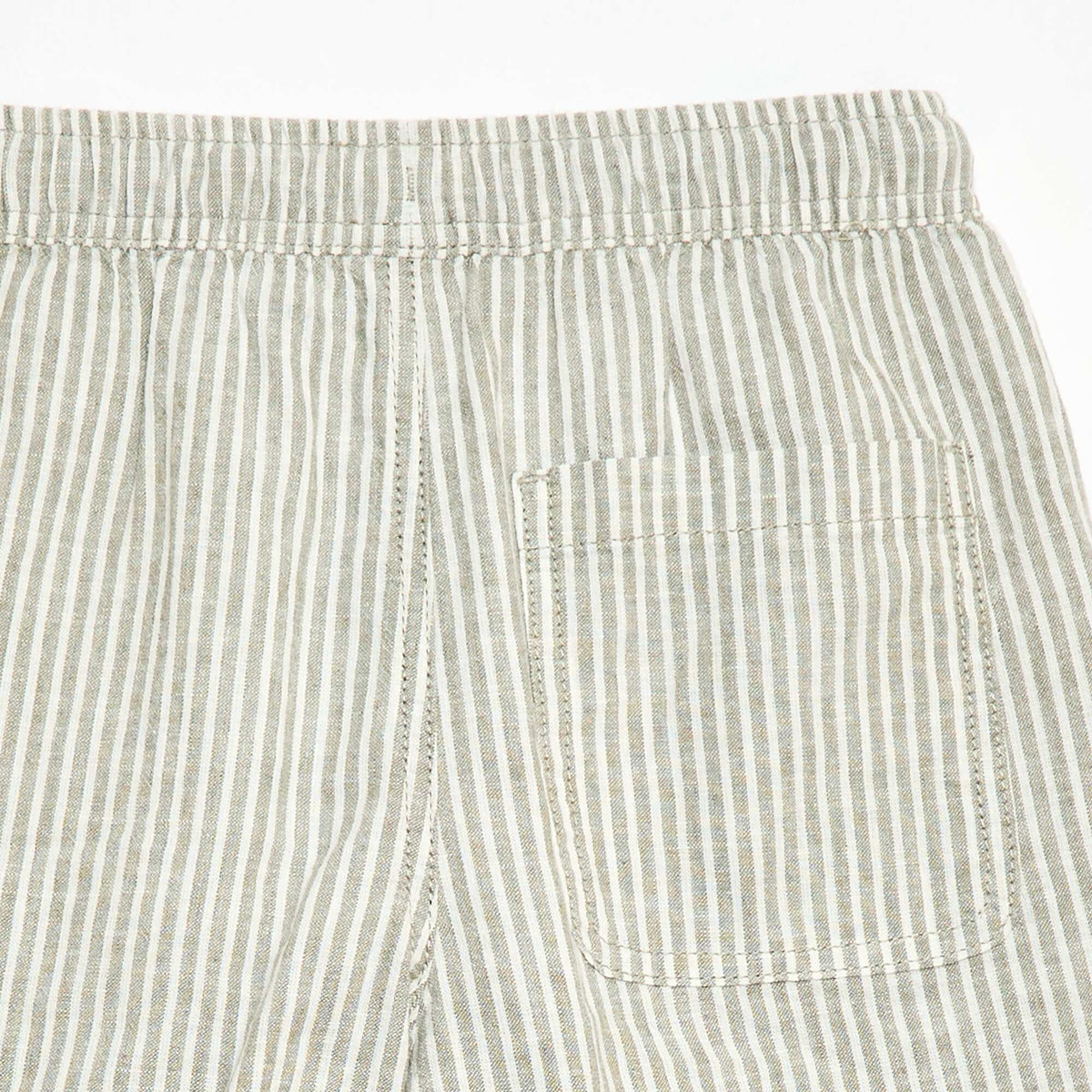 Short rayé léger en lin mélangé KAKI