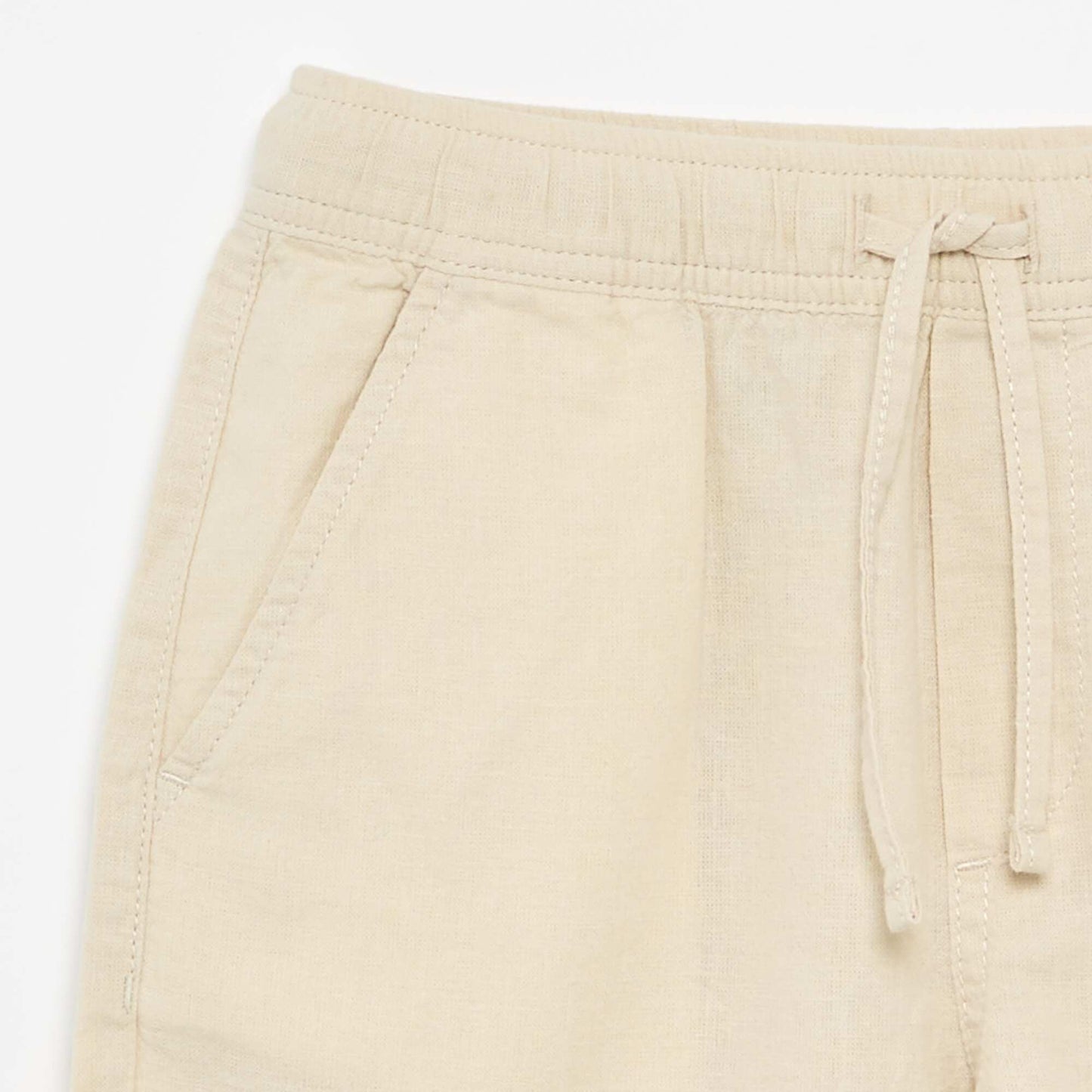 Short rayé léger en lin mélangé BEIGE