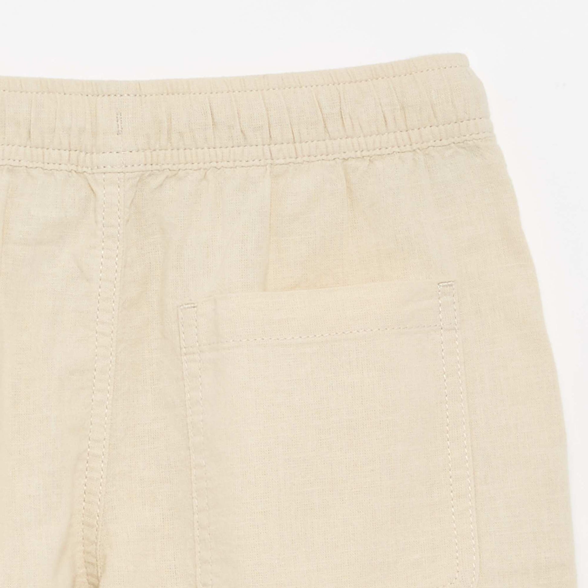 Short rayé léger en lin mélangé BEIGE