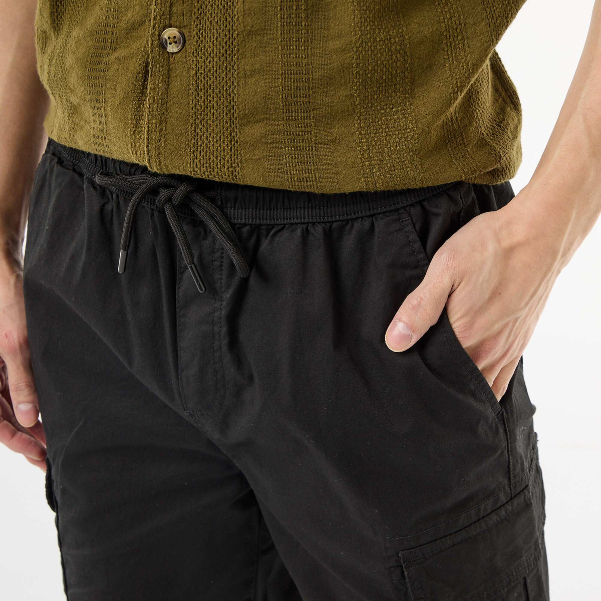 Bermuda chino en popeline avec poches à rabat NOIR