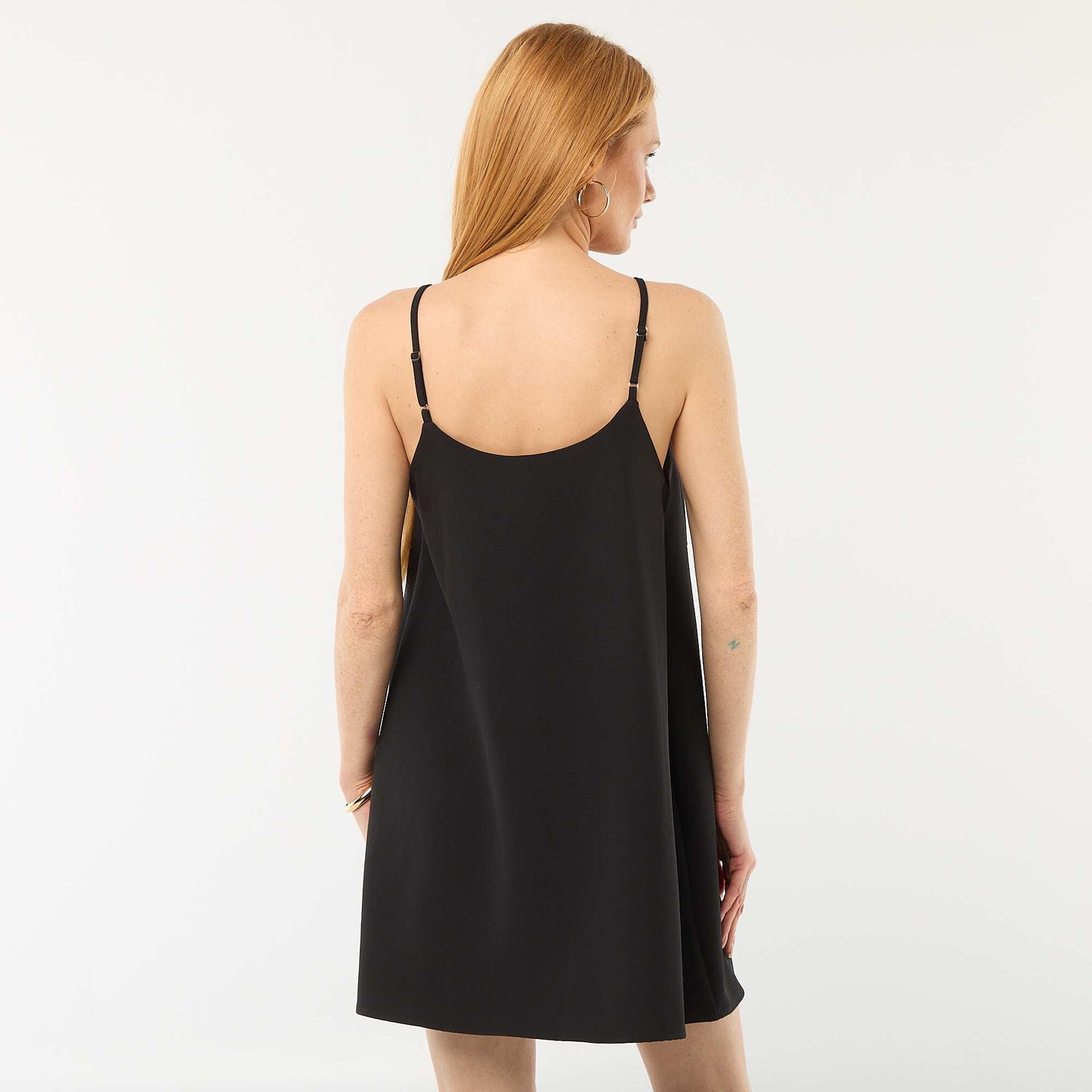 Robe courte à fines bretelles ajustables et gros nœud fantaisie NOIR