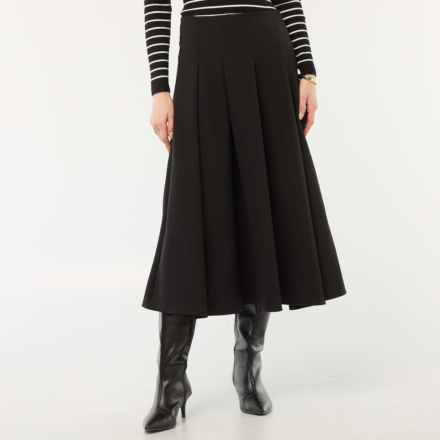 Jupe midi à godet unie NOIR