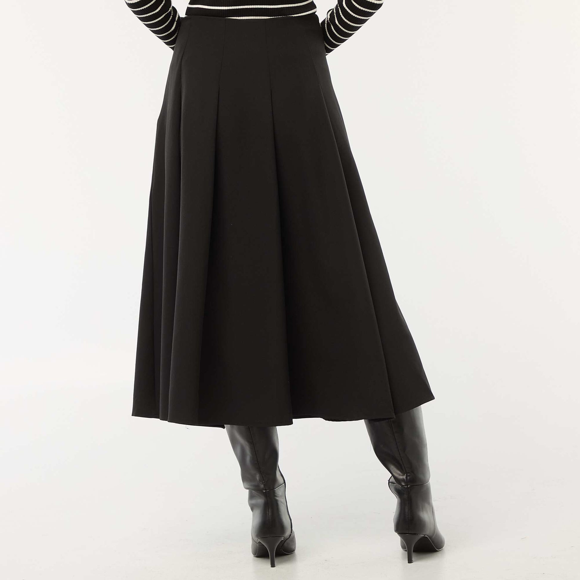 Jupe midi à godet unie NOIR
