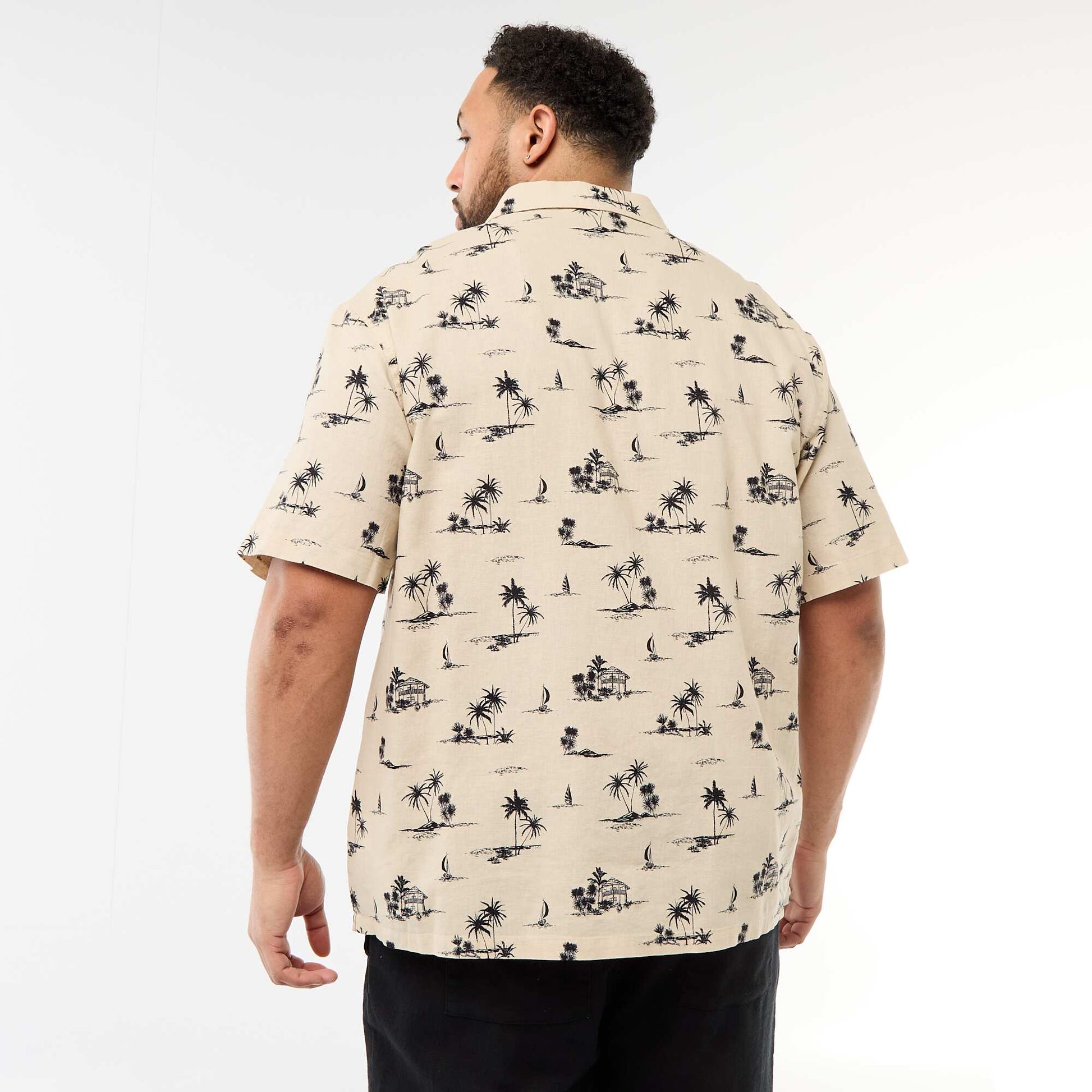 Chemise manches courtes à motif BEIGE