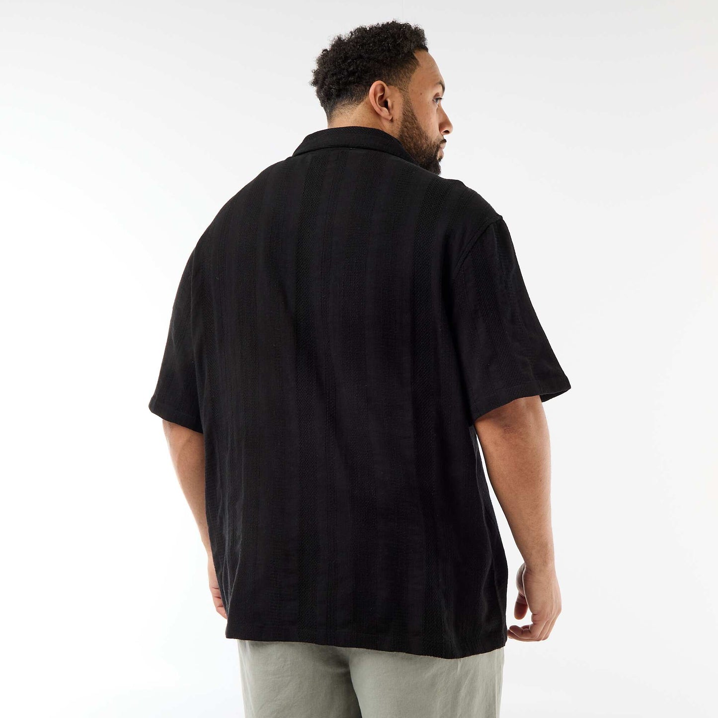 Chemise en maille fantaisie à manches courtes NOIR