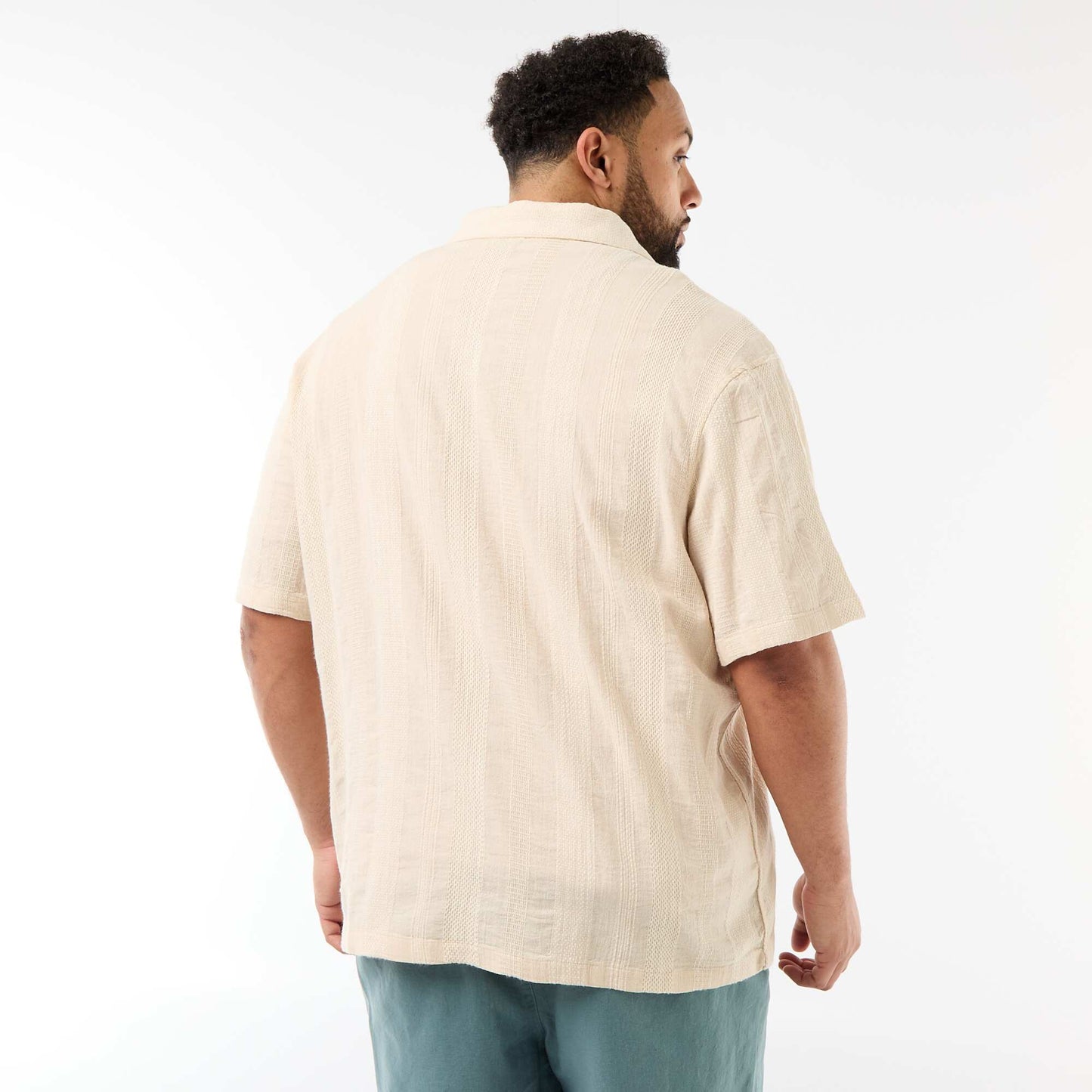 Chemise en maille fantaisie à manches courtes BLANC