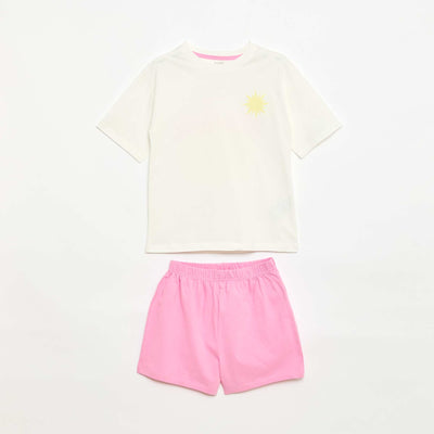 Ensemble de pyjama t-shirt + short - 2 pièces BLANC