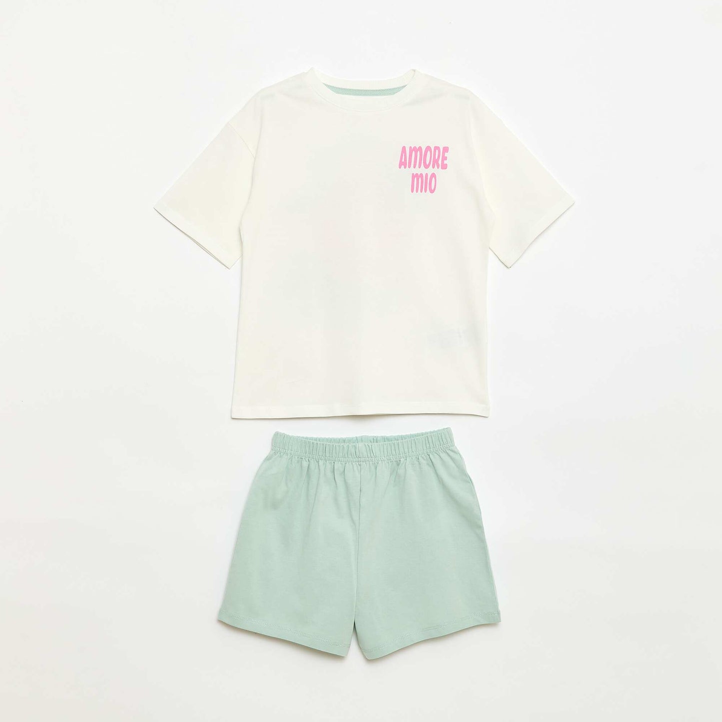 Ensemble de pyjama t-shirt + short - 2 pièces BLANC