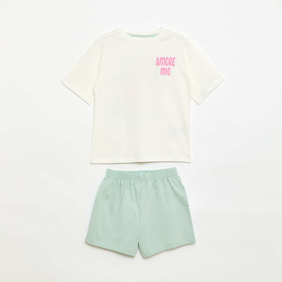 Ensemble de pyjama t-shirt + short - 2 pièces BLANC