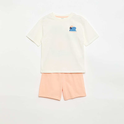 Ensemble de pyjama t-shirt + short - 2 pièces BLANC