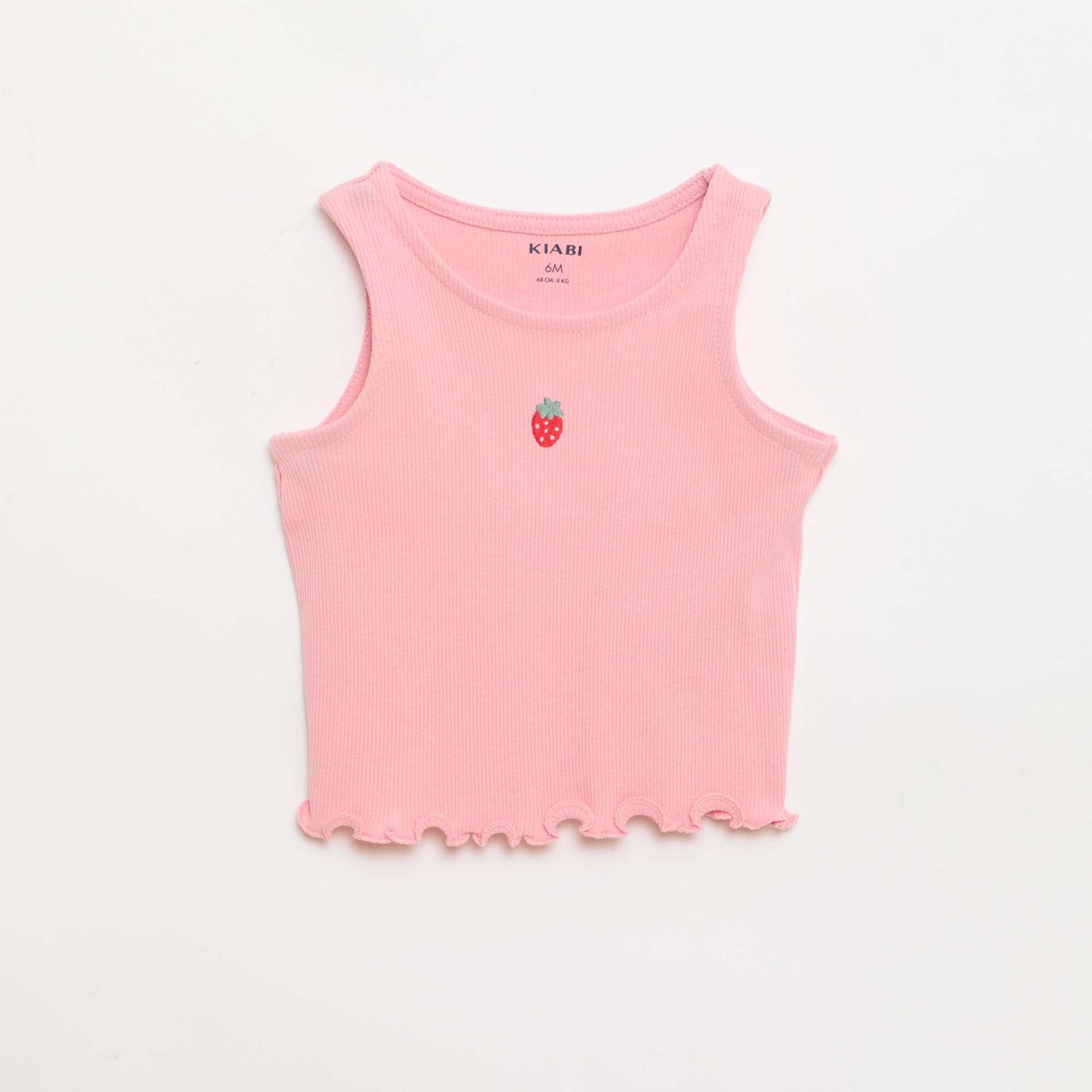 Débardeur en rib avec base ondulée ROSE