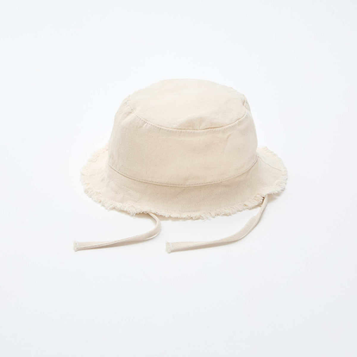 Bob à franges avec liens uni en coton BEIGE