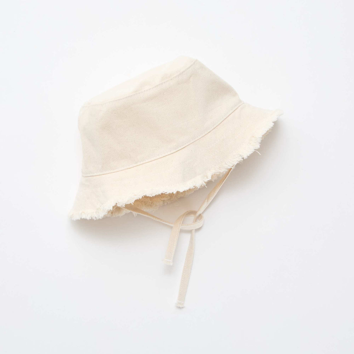 Bob à franges avec liens uni en coton BEIGE
