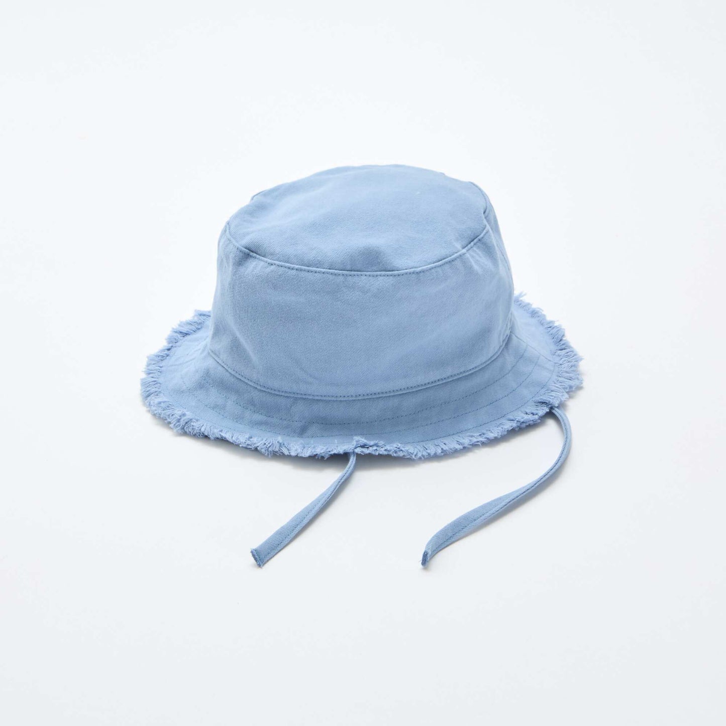 Bob à franges avec liens uni en coton BLEU